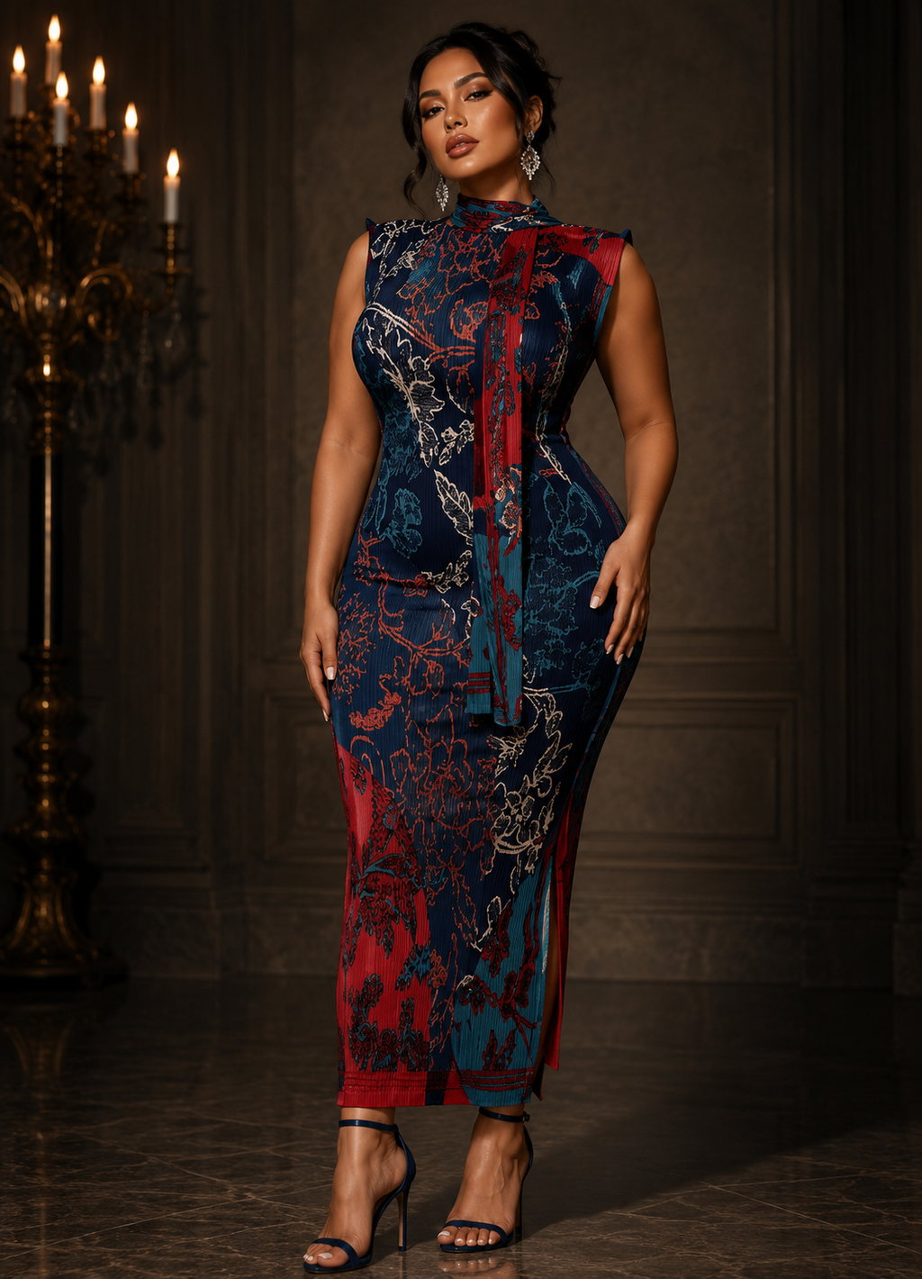 Crimson Noir Elegance Curve Dress
