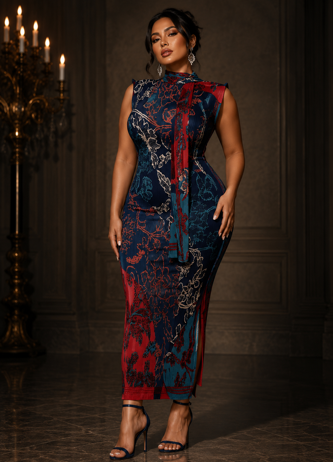 Crimson Noir Elegance Curve Dress