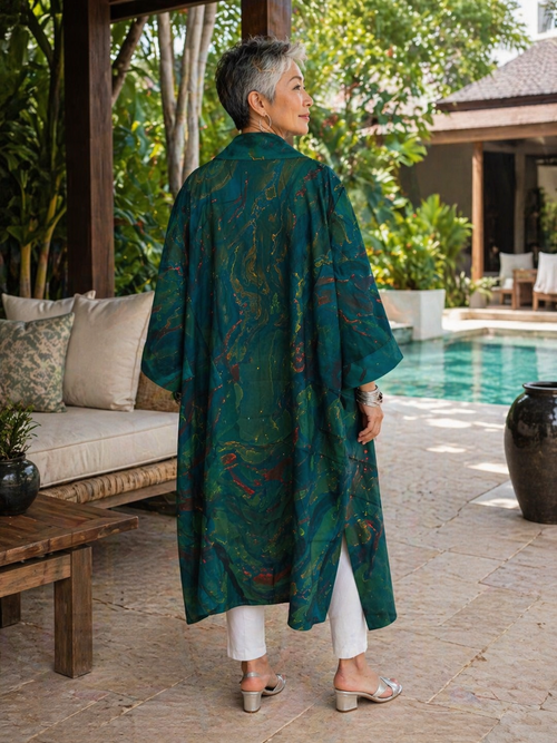 Emerald Luxe Silk Cardigan