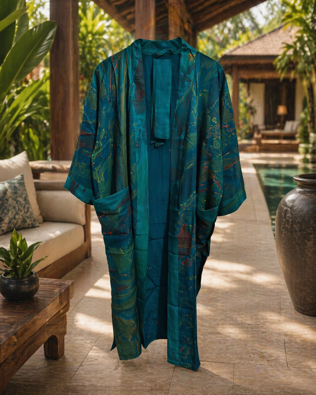 Emerald Luxe Silk Cardigan