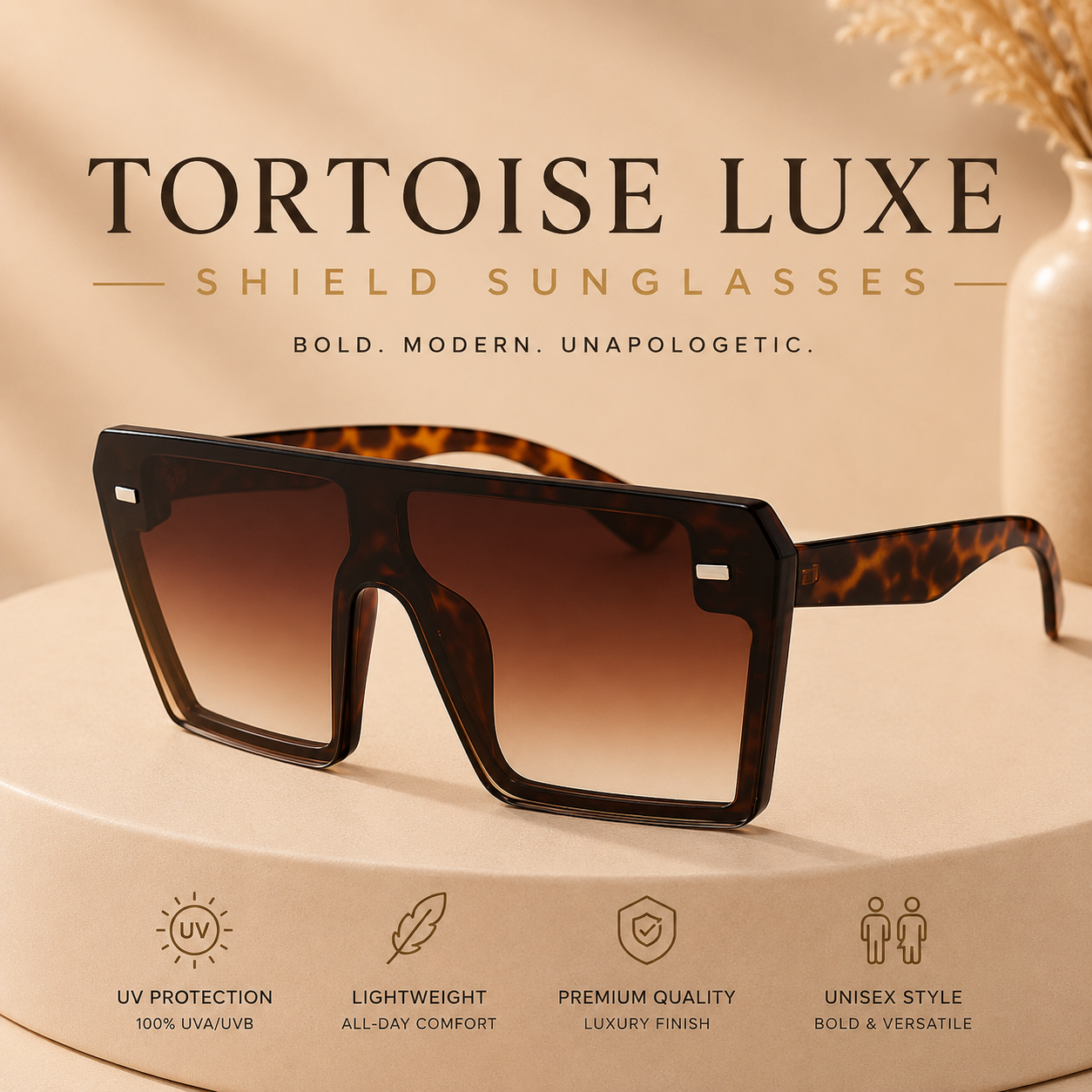 Tortoise Luxe Shield Sunglasses